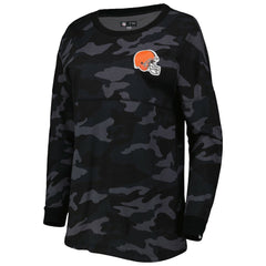 Cleveland Browns New Era Women's Camo Long Sleeve T-Shirt Black - NFL