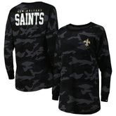 New Orleans Saints New Era Women's Camo Long Sleeve T-Shirt Black - NFL
