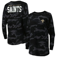 New Orleans Saints New Era Women's Camo Long Sleeve T-Shirt Black - NFL