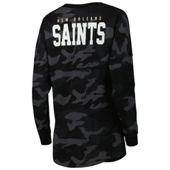 New Orleans Saints New Era Women's Camo Long Sleeve T-Shirt Black - NFL