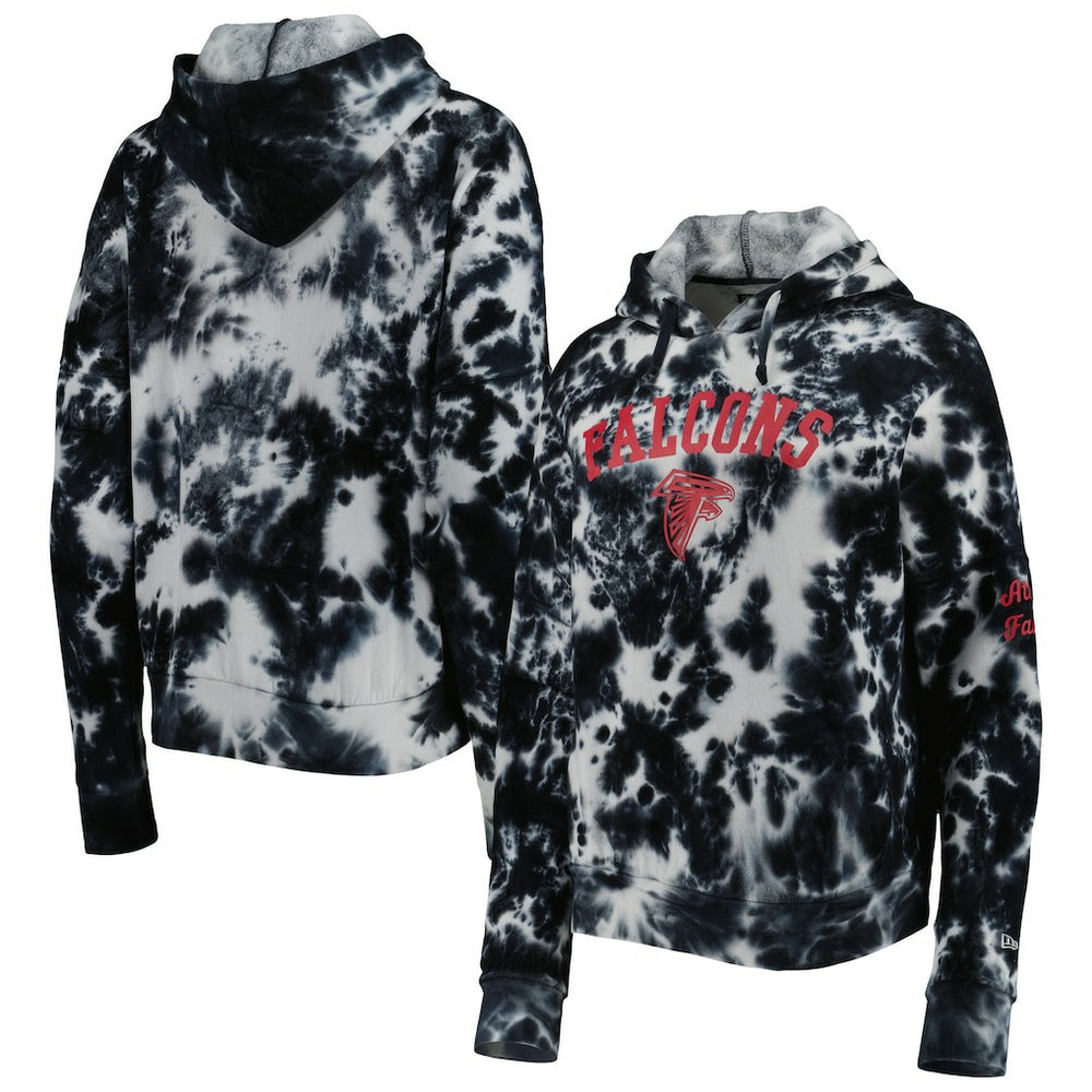 Atlanta Falcons New Era Women's Cloud Dye Fleece Pullover Hoodie Black - NFL
