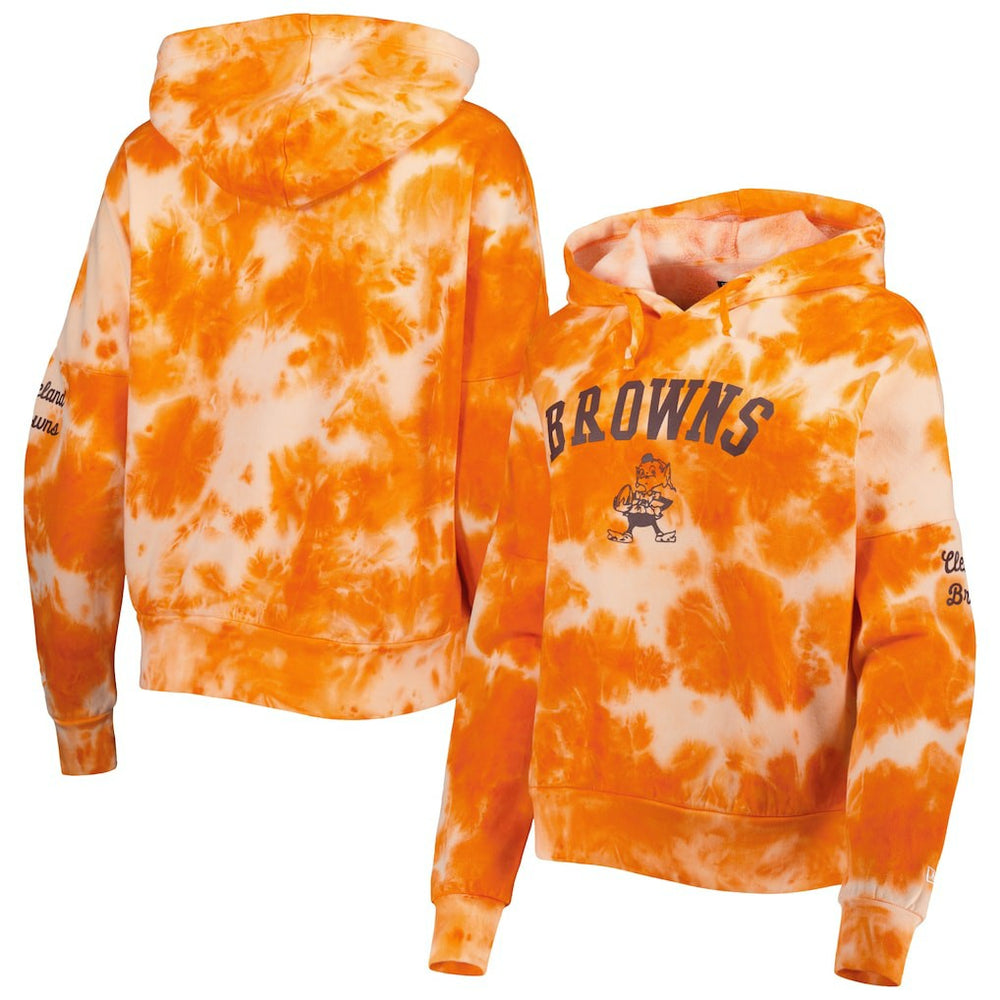 Cleveland Browns New Era Women's Cloud Dye Fleece Pullover Hoodie Orange - NFL