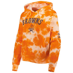 Cleveland Browns New Era Women's Cloud Dye Fleece Pullover Hoodie Orange - NFL