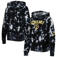 Pittsburgh Steelers New Era Women's Cloud Dye Fleece Pullover Hoodie Black - NFL