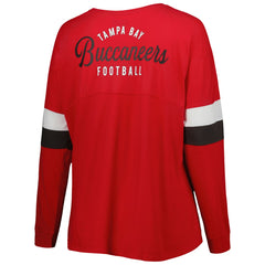 Tampa Bay Buccaneers New Era Women's Plus Size Athletic Varsity Lace-Up V-Neck Long Sleeve T-Shirt Red - NFL