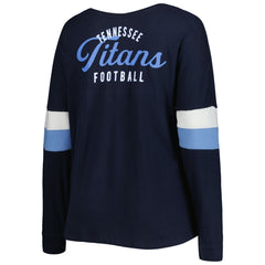 Tennessee Titans New Era Women's Plus Size Athletic Varsity Lace-Up V-Neck Long Sleeve T-Shirt Navy - NFL