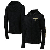 New Orleans Saints New Era Women's Reverse Space-Dye Full-Zip Hoodie Black - NFL