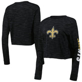 New Orleans Saints New Era Women's Crop Long Sleeve T-Shirt Black - NFL