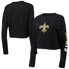 New Orleans Saints New Era Women's Crop Long Sleeve T-Shirt Black - NFL