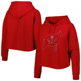 Tampa Bay Buccaneers Cuce Women's Crystal Logo Cropped Pullover Hoodie Red - NFL