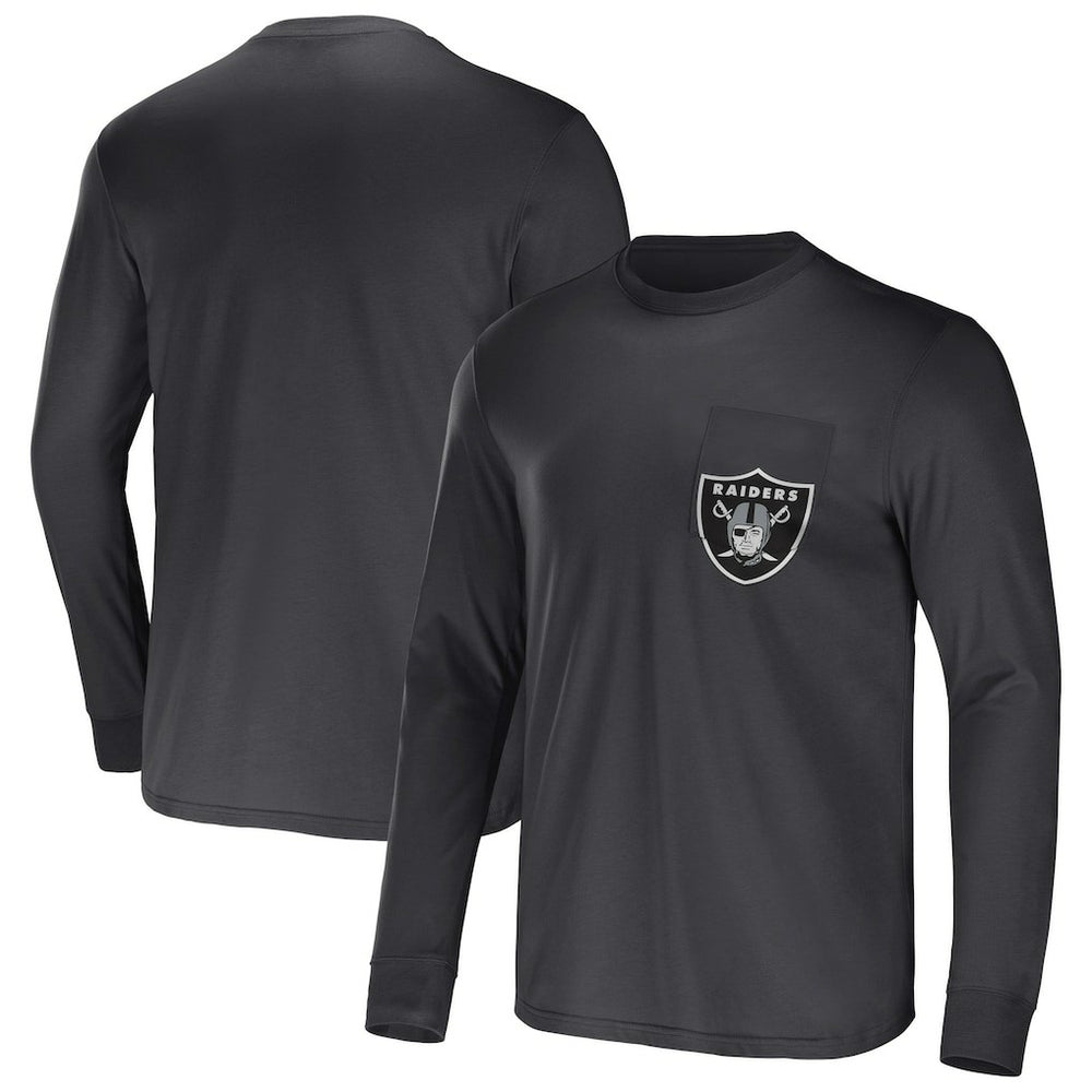 Las Vegas Raiders NFL x Darius Rucker Collection Team Long Sleeve Pocket T-Shirt Charcoal - Fanatics