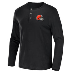 Cleveland Browns NFL x Darius Rucker Collection Slub Jersey Henley Long Sleeve T-Shirt Black - Fanatics
