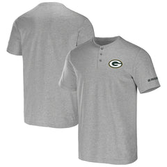 Green Bay Packers NFL x Darius Rucker Collection Henley T-Shirt Heather Gray - Fanatics