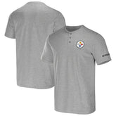Pittsburgh Steelers NFL x Darius Rucker Collection Henley T-Shirt Heather Gray - Fanatics