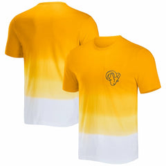 Los Angeles Rams NFL x Darius Rucker Collection Dip Dye Pocket T-Shirt Gold/White - Fanatics