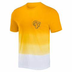 Los Angeles Rams NFL x Darius Rucker Collection Dip Dye Pocket T-Shirt Gold/White - Fanatics