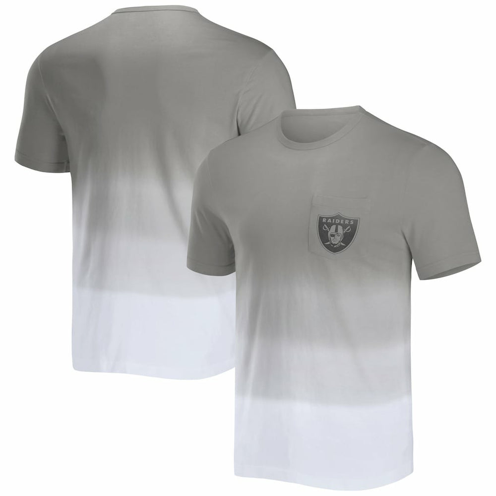 Las Vegas Raiders NFL x Darius Rucker Collection Dip Dye Pocket T-Shirt Silver/White - Fanatics