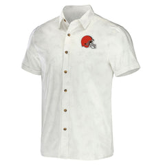 Cleveland Browns NFL x Darius Rucker Collection Woven Button-Up T-Shirt White - Fanatics