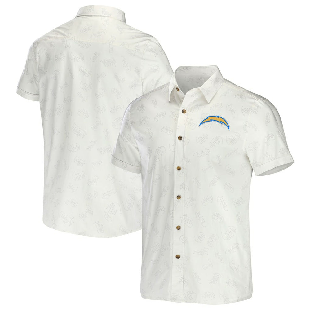 Los Angeles Chargers NFL x Darius Rucker Collection Woven Button-Up T-Shirt White - Fanatics