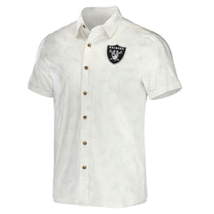 Las Vegas Raiders NFL x Darius Rucker Collection Woven Button-Up T-Shirt White - Fanatics