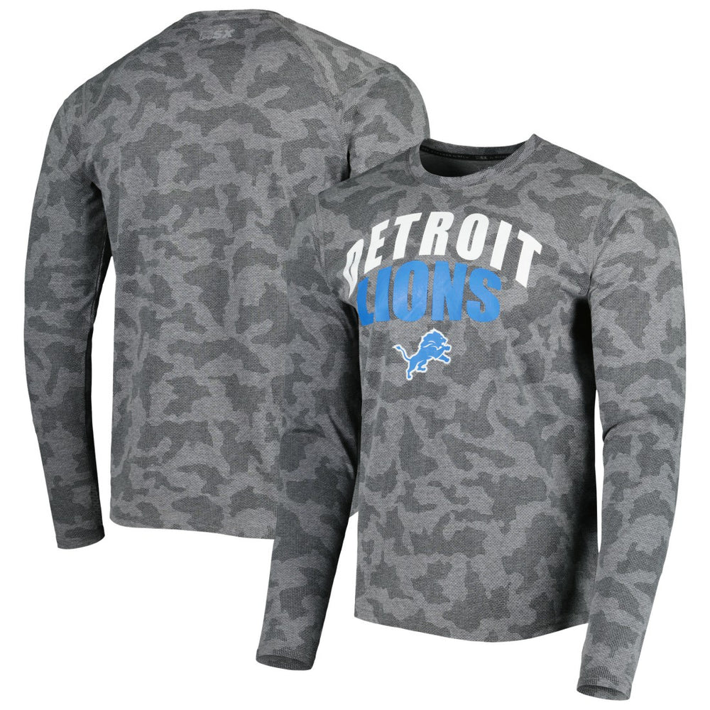 Detroit Lions MSX by Michael Strahan Performance Camo Long Sleeve T-Shirt Black - NFL