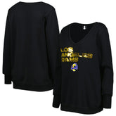 Los Angeles Rams Cuce Women's Sequin Logo V-Neck Pullover Sweatshirt Black - NFL