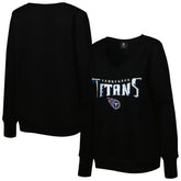 Tennessee Titans Cuce Women's Sequin Logo V-Neck Pullover Sweatshirt Black - NFL