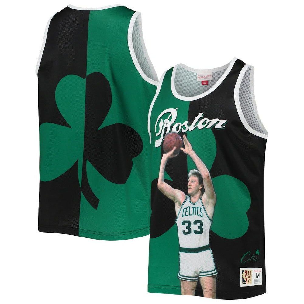 Mitchell & Ness - Larry Bird Boston Celtics Sublimated Player Tank Top - Kelly Green/Black