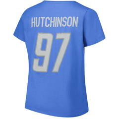 Aidan Hutchinson Detroit Lions Women's Plus Size Fair Catch Name & Number Scoop Neck T-Shirt Blue - NFL