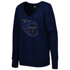 Tennessee Titans Cuce Women's Deep V-Neck Pullover Sweatshirt Navy - NFL