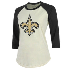 Tyrann Mathieu New Orleans Saints Majestic Threads Women's Player Name & Number Tri-Blend Three-Quarter Sleeve T-Shirt Cream - NFL