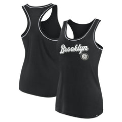 Fanatics - Brooklyn Nets Women's Wordmark Logo Racerback Tank Top - Black