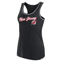 New Jersey Devils - Fanatics Women's Wordmark Logo Racerback Scoop Neck Tank Top Black