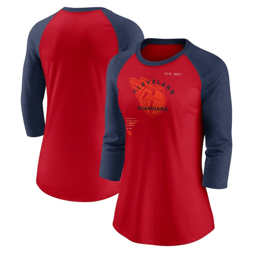 Cleveland Guardians Nike Women's Next Up Tri-Blend Raglan 3/4-Sleeve T-Shirt for sale