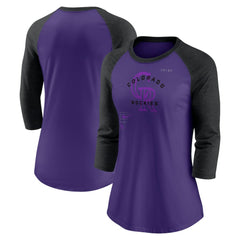 Colorado Rockies Nike Women's Next Up Tri-Blend Raglan 3/4-Sleeve T-Shirt Lifestyle