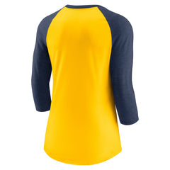 Milwaukee Brewers Nike Women's Next Up Tri-Blend Raglan 3/4-Sleeve T-Shirt Lifestyle