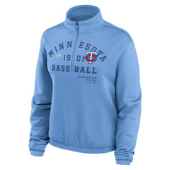 Minnesota Twins Nike Women's Rewind Splice Half-Zip Semi-Cropped Bubble Hem Sweatshirt On Sale