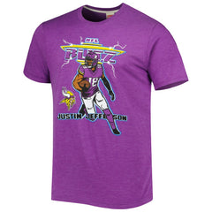 Justin Jefferson Minnesota Vikings Homage Unisex NFL Blitz Player Tri-Blend T-Shirt Heathered Heather Purple - NFL