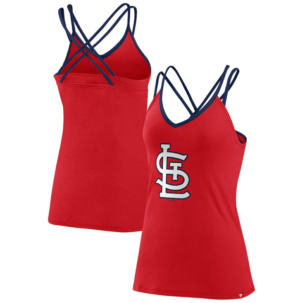 St. Louis Cardinals Fanatics Women's Barrel It Up Cross Back V-Neck Tank Top Lifestyle