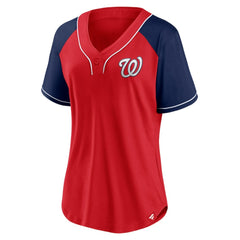 Washington Nationals Fanatics Women's Ultimate Style Raglan V-Neck T-Shirt Lifestyle
