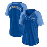 Kansas City Royals Fanatics Women's Ultimate Style Raglan V-Neck T-Shirt Lifestyle