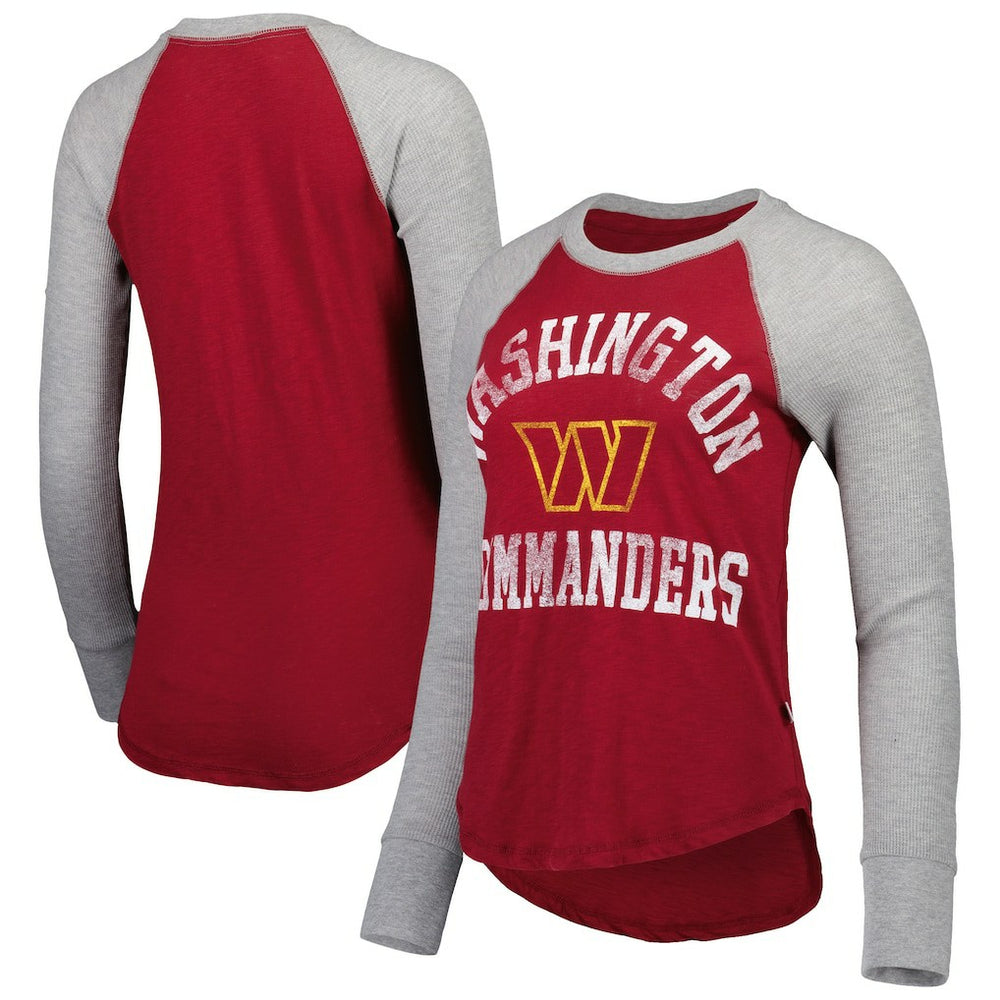 Washington Commanders Touch Women's Waffle Raglan Lightweight Long Sleeve T-Shirt Burgundy - NFL