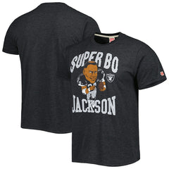 Bo Jackson Las Vegas Raiders Homage Unisex Unisex Caricature Retired Player Tri-Blend T-Shirt Heather Black - NFL