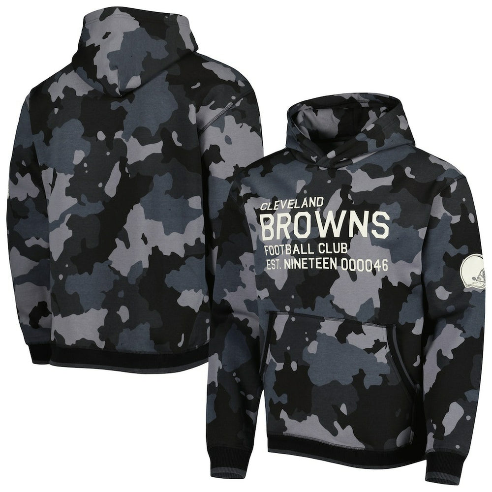 Cleveland Browns The Wild Collective Camo Pullover Hoodie Black - NFL