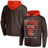 Cleveland Browns NFL x Staple Throwback Vintage Wash Pullover Hoodie Brown - NFL