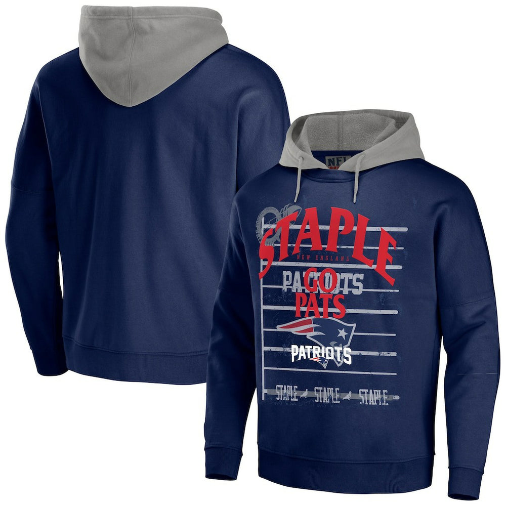 New England Patriots NFL x Staple Throwback Vintage Wash Pullover Hoodie Navy - NFL