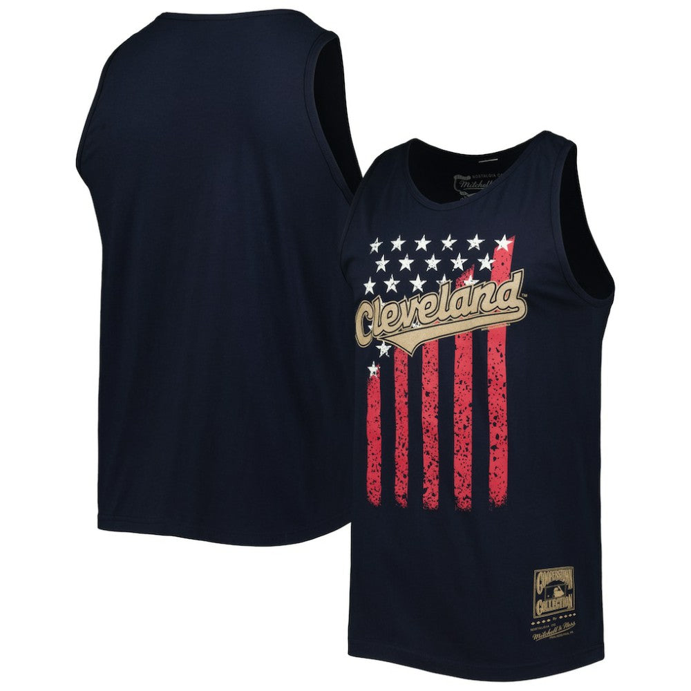 Cleveland Guardians Mitchell & Ness Cooperstown Collection Stars and Stripes Tank Top Clearance