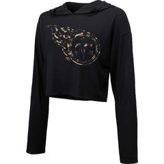 Tennessee Titans Majestic Threads Women's Leopard Cropped Pullover Hoodie Black - NFL