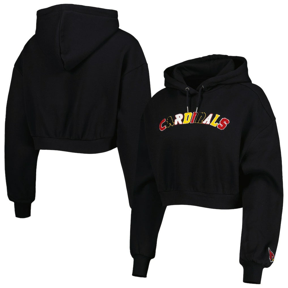 Arizona Cardinals The Wild Collective Women's Cropped Pullover Hoodie Black - NFL