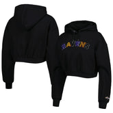 Baltimore Ravens The Wild Collective Women's Cropped Pullover Hoodie Black - NFL
